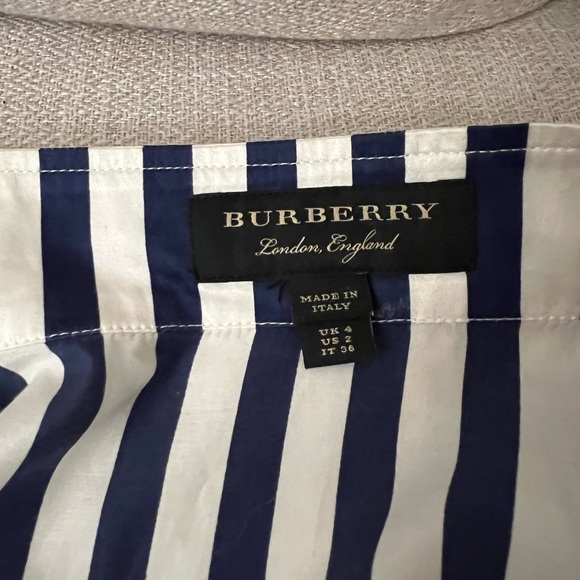 Burberry Silk Striped Button Down Dress/Tunic Length - Picture 6 of 6